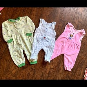 Bundle of three vintage overalls 2-6 months